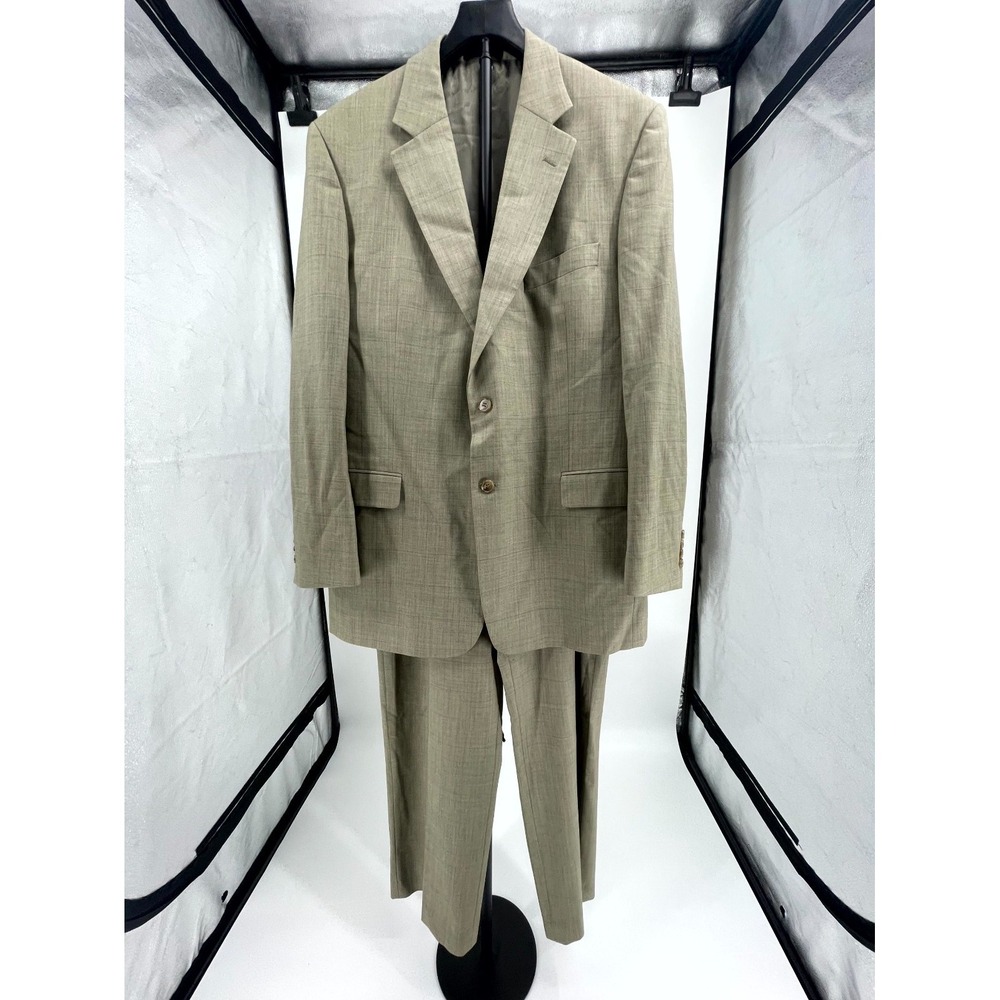 Stafford 2 Piece Suit Set Men 36L Brown Lined Wool 2-Button Notch Lapel Business